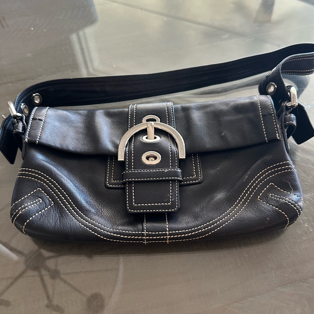 Coach Black Leather Shoulder Bag